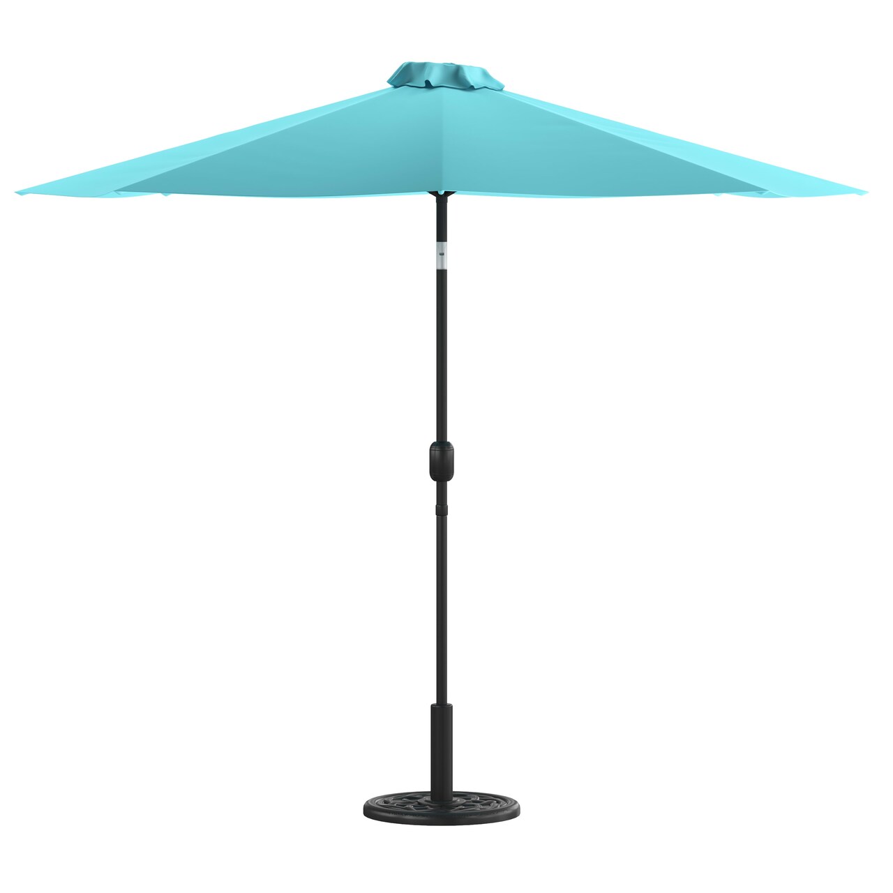 Merrick Lane Bali Patio Umbrella with Base - 9' Polyester Patio Umbrella - 30+ UV Protection - Waterproof Cement Base with 1.5" Diameter Aluminum Pole